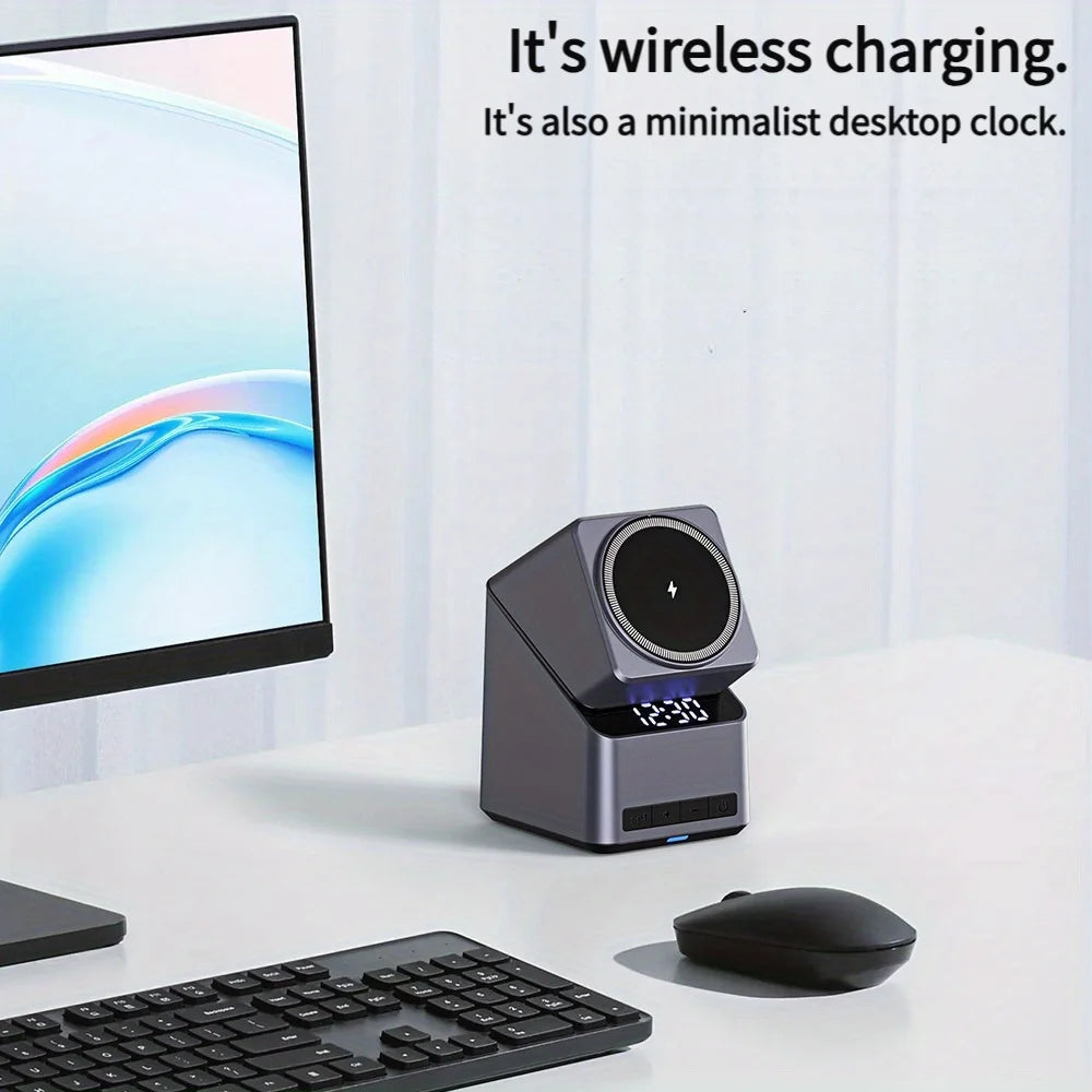Rotating 4-in-1 Magnetic Charging Station with Clock
