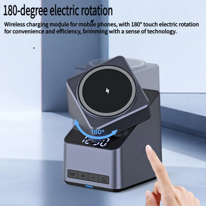 Rotating 4-in-1 Magnetic Charging Station with Clock