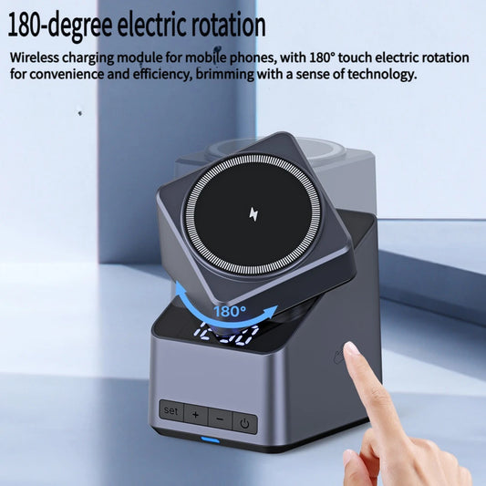 Rotating 4-in-1 Magnetic Charging Station with Clock