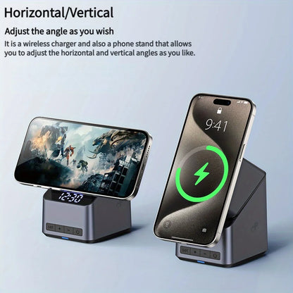 Rotating 4-in-1 Magnetic Charging Station with Clock