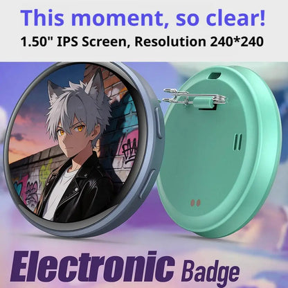 Digital Photo Badge Pin with HD Touchscreen
