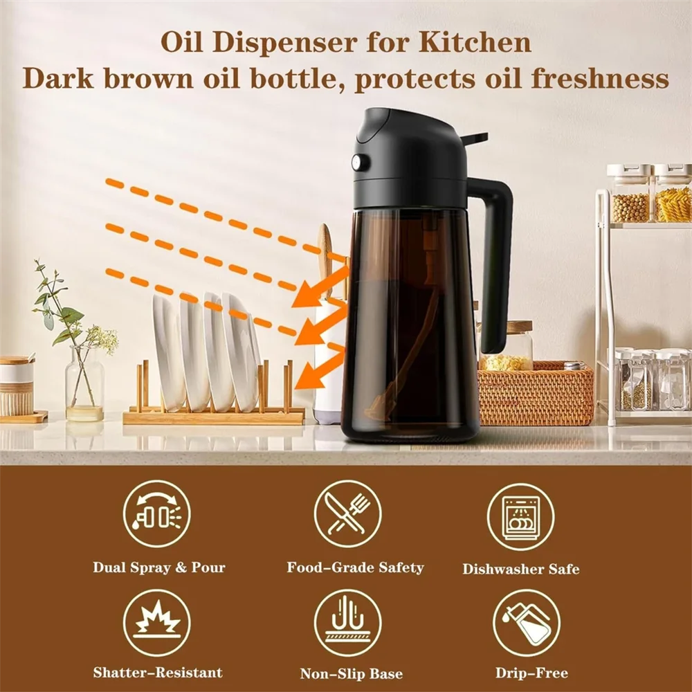 2-in-1 Glass Oil Sprayer & Dispenser